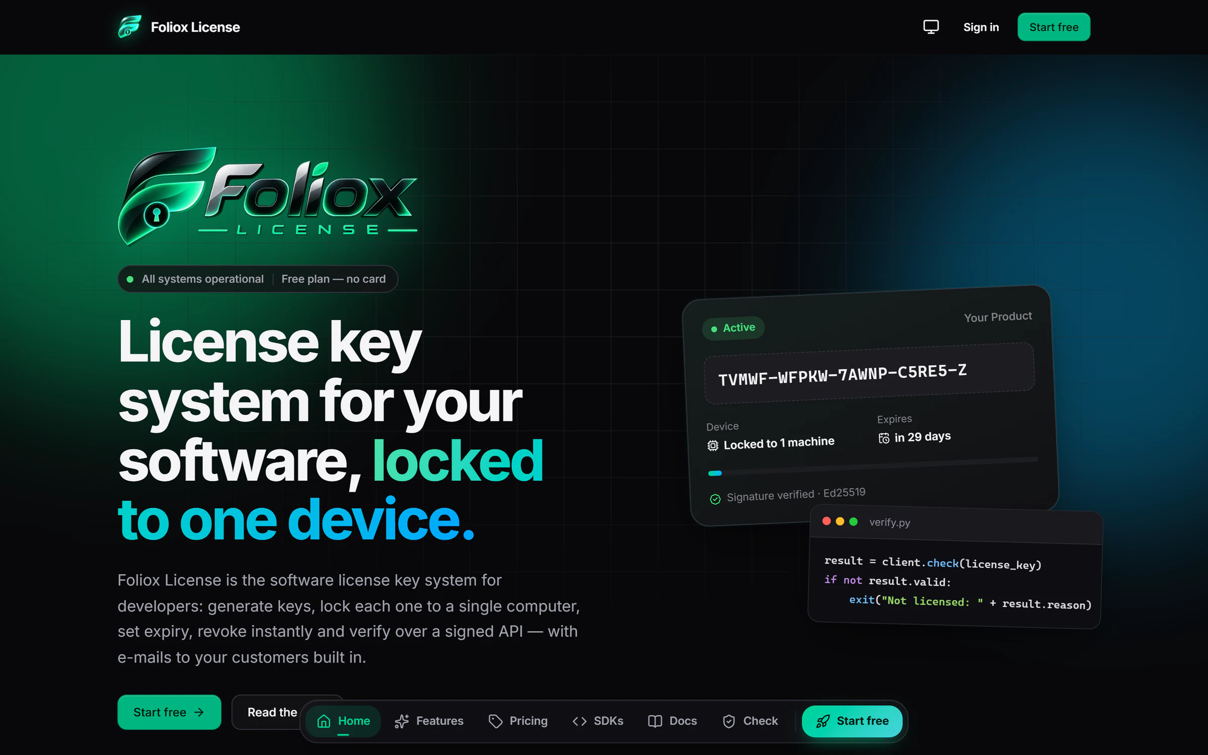 Screenshot of Foliox License